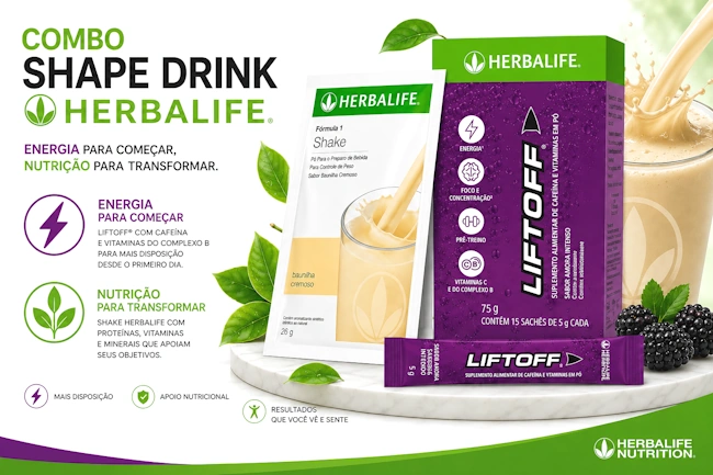 kit Shape Drink Herbalife completo com shake e Liftoff juntos